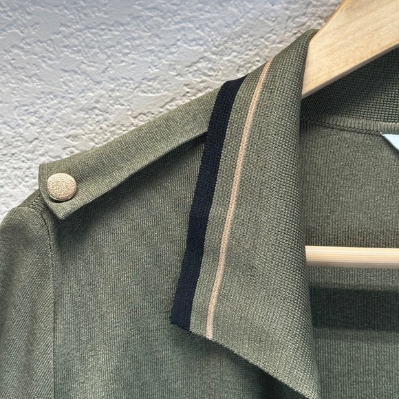 Exclusively Misook Open Cardigan Women's L Large Long Sleeves Army Green Pockets - Picture 6 of 13